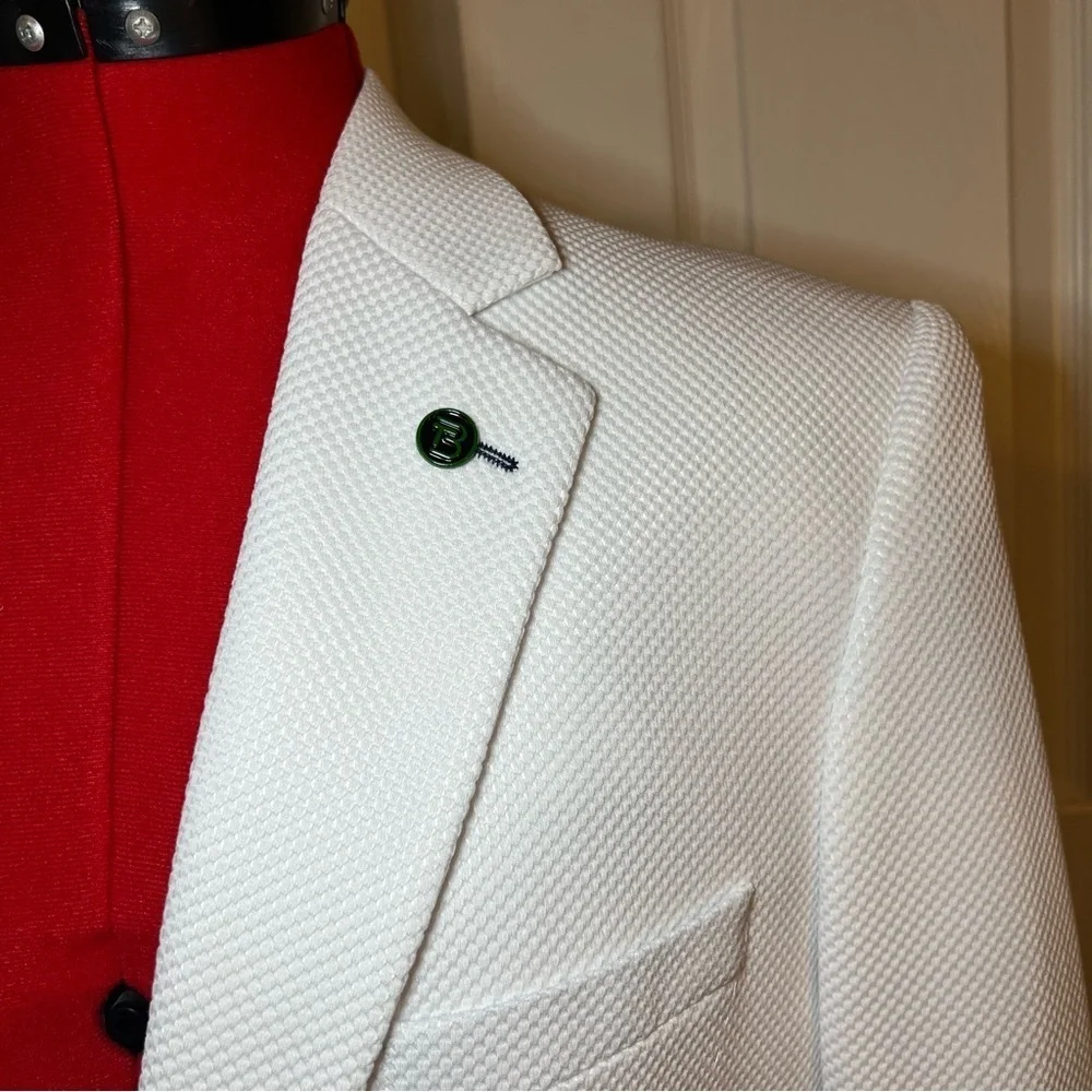 Tom Baine Slim Fit Performance Stretch Waffle Solid Sport Coat White Mens Large